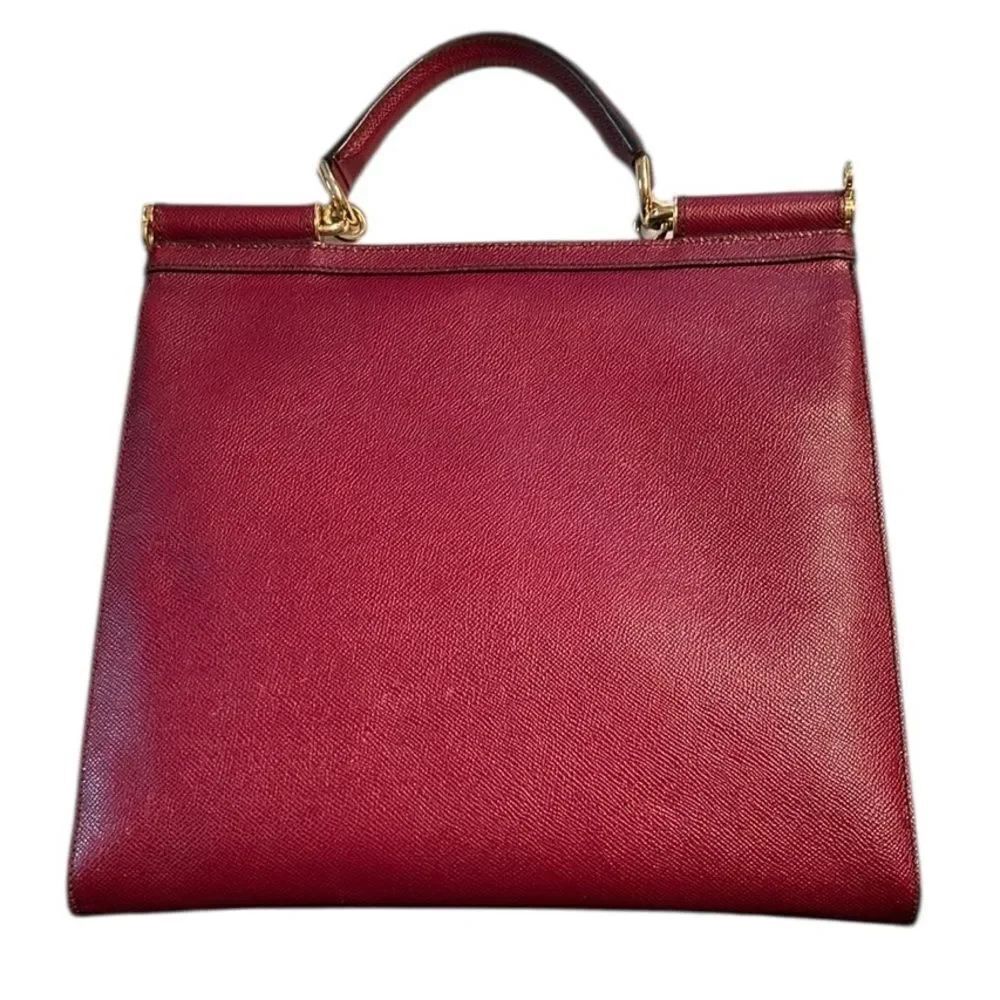 Authentic Dolce & Gabbana Sicily Burgundy Leather Tote - Picture 3 of 16